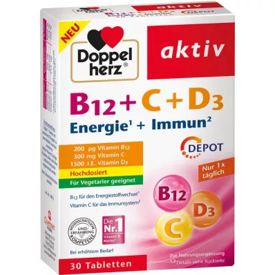 DOPPELHERZ B12+C+D3 Depot aktīvās tabletes, 30 gab