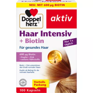 DOPPELHERZ Hair Intensive+Biotin kapsulas, 100 kapsulas