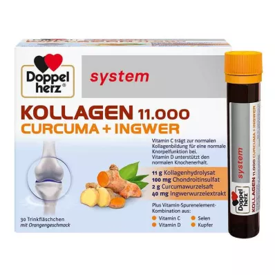 Doppelherz Collagen 11 000 Curcuma + Ginger System dzeramās ampulas, 30X25 ml Doppelherz Collagen 11 000 Curcuma + Ginger System dzeramās ampulas, 30X25 ml