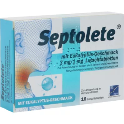 SEPTOLETE ar eikalipta aromātu 3mg/1mg Lut.-T., 16 gab