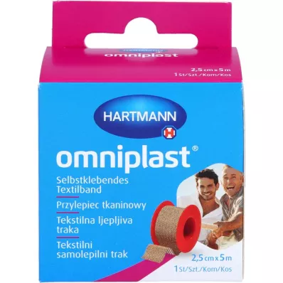 OMNIPLAST Fiksācijas apmetums tekstilmateriāls austs 2,5 cmx5 m OTC, 1 gab