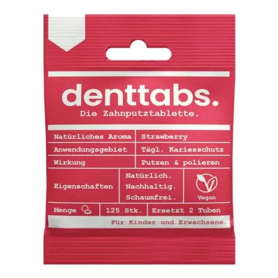 Denttabs Kids Strawberry bez fluora, 125 gab Denttabs Kids Strawberry bez fluora, 125 gab