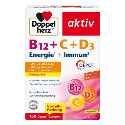 DOPPELHERZ B12+C+D3 Depot aktīvās tabletes, 100 gab DOPPELHERZ B12+C+D3 Depot aktīvās tabletes, 100 gab