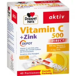 DOPPELHERZ C vitamīns 500+Cinc Depot DIRECT Granulas, 40 gab