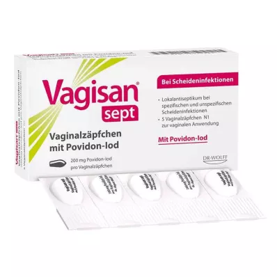 VAGISAN sept vaginālas svecītes ar povidona jodu, 5 gab VAGISAN sept vaginālas svecītes ar povidona jodu, 5 gab