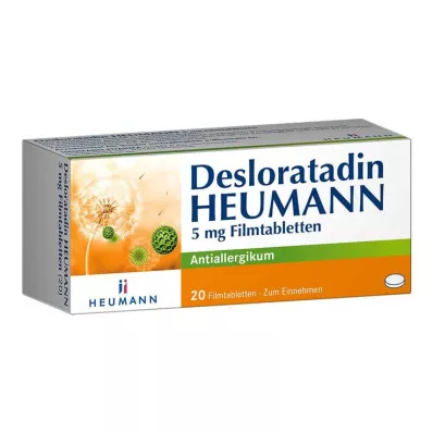 Desloratadīns HEUMANN 5 mg apvalkotās tabletes, 20 gab Desloratadīns HEUMANN 5 mg apvalkotās tabletes, 20 gab