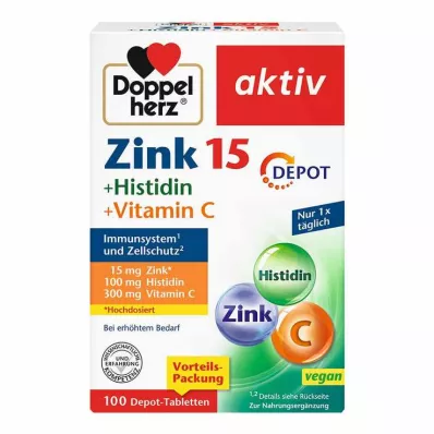 DOPPELHERZ Zinc+Histidine Depot tabletes aktīvās, 100 gab