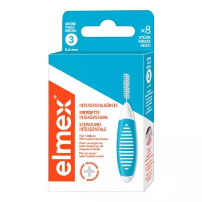 ELMEX Starpzobu birstes ISO 3 izmērs 0,6 mm, zilas, 8 gab
