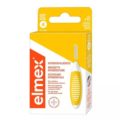 ELMEX Starpzobu birstes ISO 4 izmērs 0,7 mm, dzeltenas, 8 gab ELMEX Starpzobu birstes ISO 4 izmērs 0,7 mm, dzeltenas, 8 gab