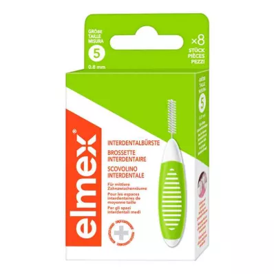 ELMEX Starpzobu birstes ISO 5 izmērs 0,8 mm, zaļas, 8 gab ELMEX Starpzobu birstes ISO 5 izmērs 0,8 mm, zaļas, 8 gab