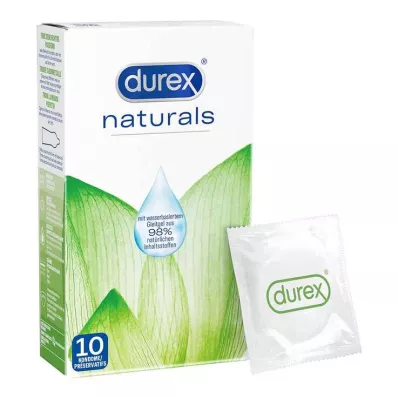 DUREX naturals prezervatīvi ar ūdens bāzes lubrikantu, 10 gab DUREX naturals prezervatīvi ar ūdens bāzes lubrikantu, 10 gab