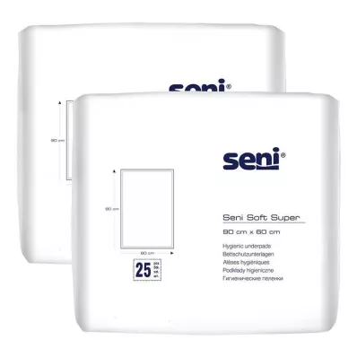 Seni® Soft Super gultas aizsardzības apakšklājs 90x60 cm, 2x25 gab Seni® Soft Super gultas aizsardzības apakšklājs 90x60 cm, 2x25 gab