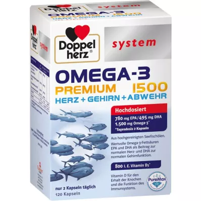DOPPELHERZ Omega-3 Premium 1500 sistēmas kapsulas, 120 kapsulas