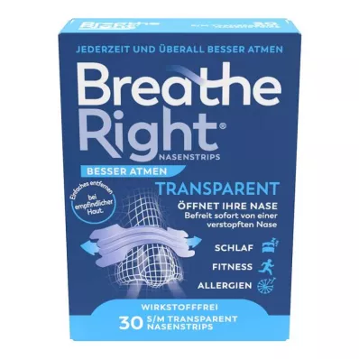 Elpojiet labāk Breathe Right deguna plāksteri normāli caurspīdīgi, 30 gab Elpojiet labāk Breathe Right deguna plāksteri normāli caurspīdīgi, 30 gab