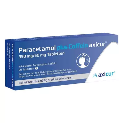 Paracetamols plus kofeīns axicur® 350 mg/50 mg tabletes, 20 gab Paracetamols plus kofeīns axicur® 350 mg/50 mg tabletes, 20 gab