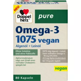 DOPPELHERZ Omega-3 1075 vegāniskās tīrās kapsulas, 80 kapsulas