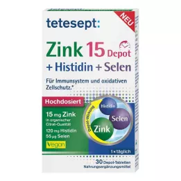 TETESEPT Zinc 15 Depot+Histidine+Selenium apvalkotās tabletes, 30 gab