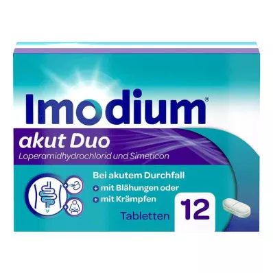 IMODIUM akūta duo 2 mg/125 mg tabletes, 12 gab