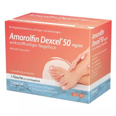 AMOROLFIN Dexcel 50 mg/ml nagu laka, kas satur aktīvo vielu, 2,5 ml