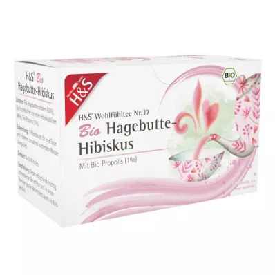 H&amp;S Organic Rose Hip Hibiscus filtra maisiņš, 20X3,0 g