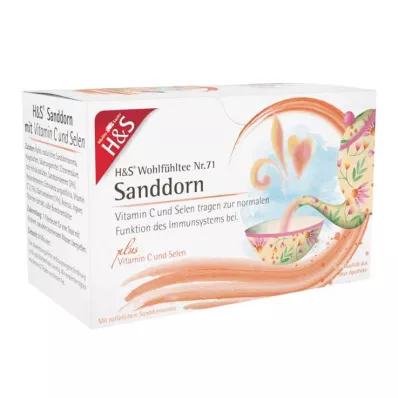 H&S Smiltsērkšķi ar C vitamīnu un selēna filtra maisiņu, 20X2,5 g H&S Smiltsērkšķi ar C vitamīnu un selēna filtra maisiņu, 20X2,5 g