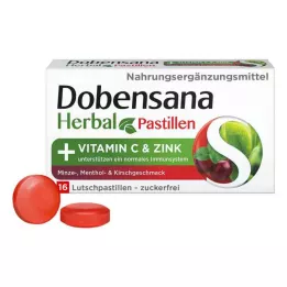 DOBENSANA Zāļu ķiršu aromāts Vit.C &amp; Cinka pastil., 16 gab