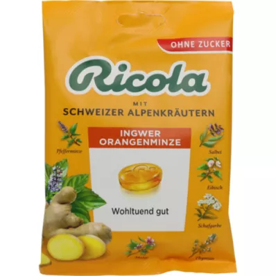 RICOLA o.Z.Bag ingvera un piparmētru konfektes, 75 g