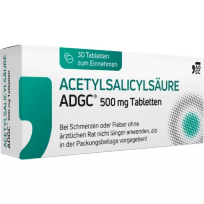 ACETYLSALICYLSÄURE ADGC 500 mg tabletes, 30 gab