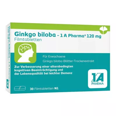 GINKGO BILOBA-1A Pharma 120 mg apvalkotās tabletes, 30 gab GINKGO BILOBA-1A Pharma 120 mg apvalkotās tabletes, 30 gab