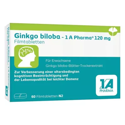 GINKGO BILOBA-1A Pharma 120 mg apvalkotās tabletes, 60 gab GINKGO BILOBA-1A Pharma 120 mg apvalkotās tabletes, 60 gab