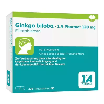 Ginkgo biloba - 1 A Pharma® 120 mg apvalkotās tabletes, 120 gab