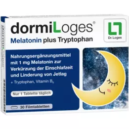 DORMILOGES Melatonīns un triptofāns apvalkotās tabletes, 30 gab