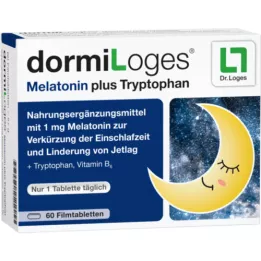 DORMILOGES Melatonīns un triptofāns apvalkotās tabletes, 60 gab