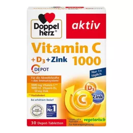 DOPPELHERZ C vitamīns 1000+D3+Cink Depot tabletes, 30 kapsulas