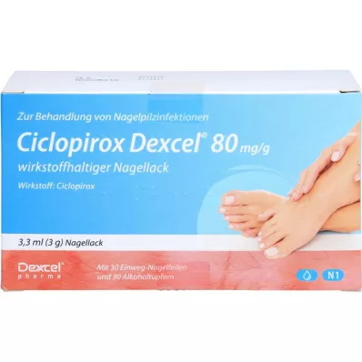 CICLOPIROX Dexcel 80 mg/g nagu laka, kas satur aktīvo vielu, 3,3 ml