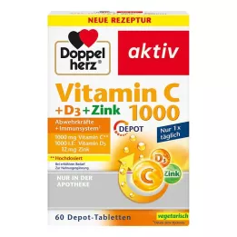 DOPPELHERZ C vitamīns 1000+D3+Cink Depot tabletes, 60 kapsulas