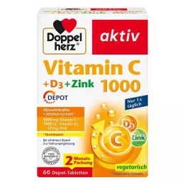 DOPPELHERZ C vitamīns 1000+D3+Cink Depot tabletes, 60 kapsulas
