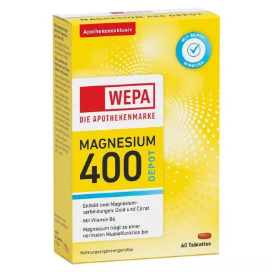 Wepa Magnesium 400 Depot + B6 tabletes, 60 gab Wepa Magnesium 400 Depot + B6 tabletes, 60 gab