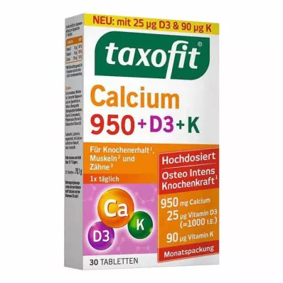 Taxofit Calcium 950 + D3 + K tabletes, 30 gab Taxofit Calcium 950 + D3 + K tabletes, 30 gab