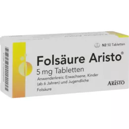 FOLSÄURE ARISTO 5 mg tabletes, 50 gab