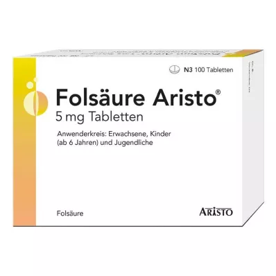 Folijskābe Aristo 5 mg tabletes, 100 gab Folijskābe Aristo 5 mg tabletes, 100 gab