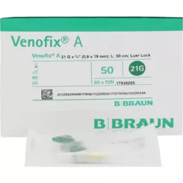 VENOFIX A Venipunktūras maksts 21 G 0,8x19mm 30cm, zaļš, 1 gab