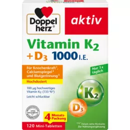 DOPPELHERZ K2+D3 vitamīns 1000 I.U. tabletes, 120 kapsulas