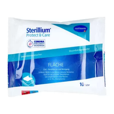 STERILLIUM Protect &amp; Care virsmu dezinfekcijas salvetes, 10 gab