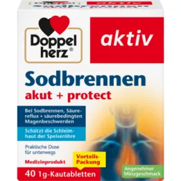 DOPPELHERZ Košļājamās tabletes Heartburn acute+protect, 40 gab