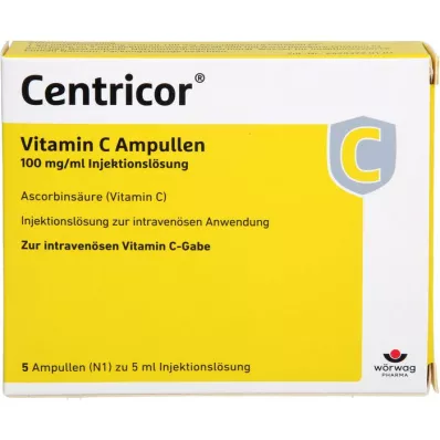 CENTRICOR C vitamīna ampulas 100 mg/ml injicējamam šķīdumam, 5X5 ml