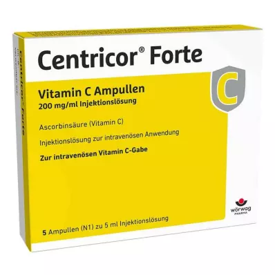 CENTRICOR Forte Vitamin C Amp. 200 mg/ml Inj. šķīdums, 5X5 ml
