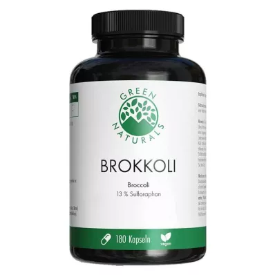 GREEN NATURALS Brokoļi+13% sulforafāns vegāniskās kapsulas, 180 gab GREEN NATURALS Brokoļi+13% sulforafāns vegāniskās kapsulas, 180 gab