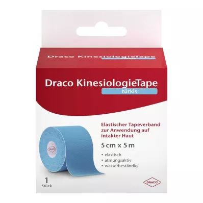 DRACO KINESIOLOGIETAPE 5 cmx5 m tirkīza, 1 gab DRACO KINESIOLOGIETAPE 5 cmx5 m tirkīza, 1 gab