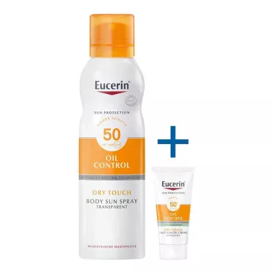 Eucerin Sun Oil Control Body caurspīdīgs aerosols LSF 50, 200 ml Eucerin Sun Oil Control Body caurspīdīgs aerosols LSF 50, 200 ml